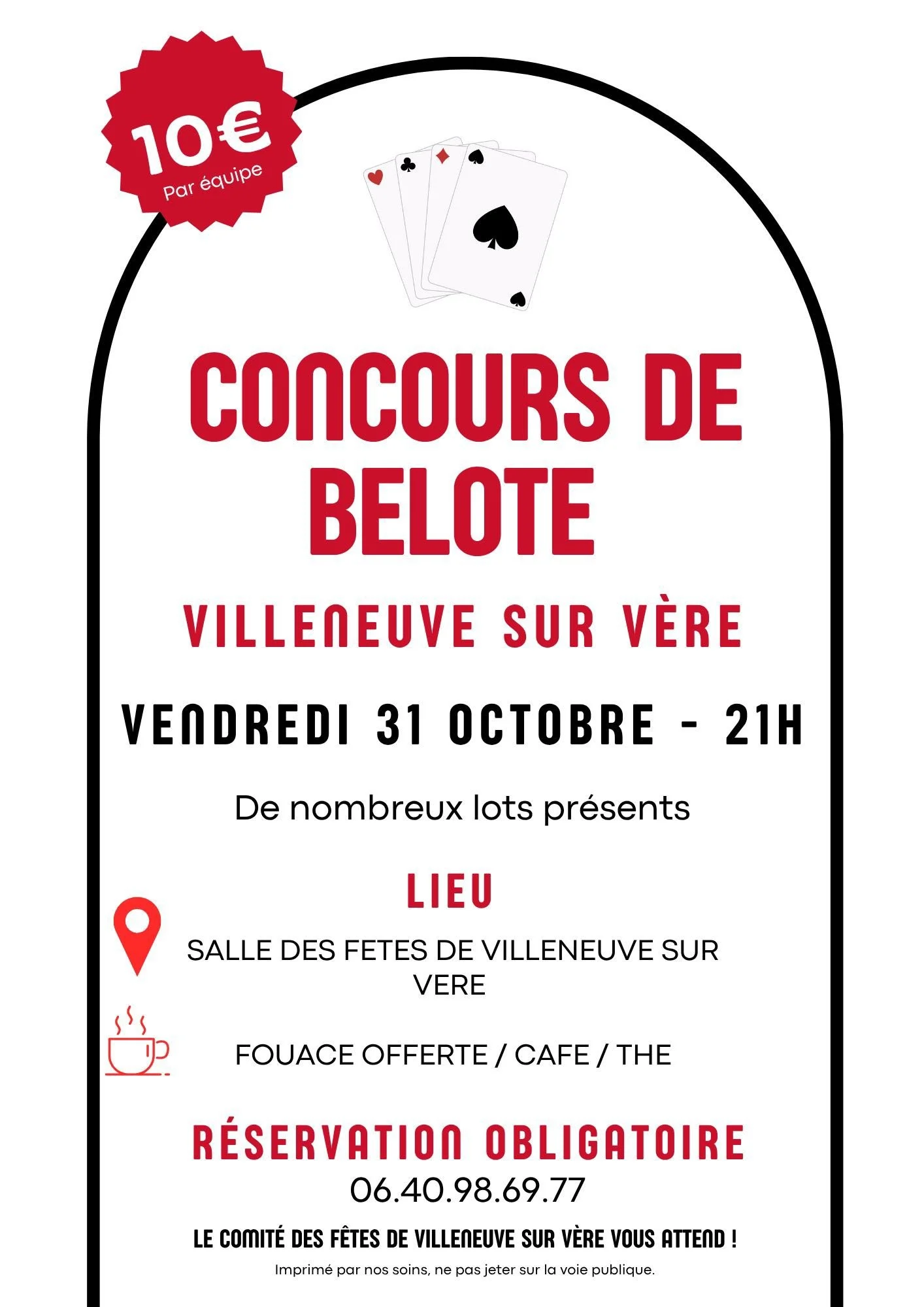 Concours de belote VILLENEUVE SUR VERE
