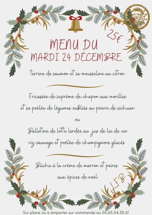 Menu fine brochette 24 decembre
